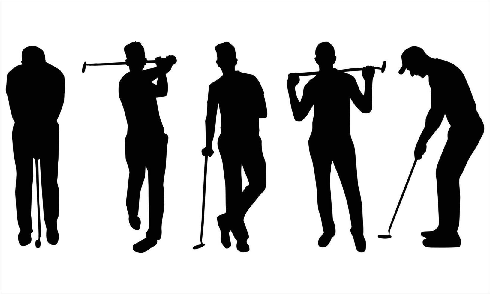 Golf player silhouettes illustration set is isolated on a white background vector
