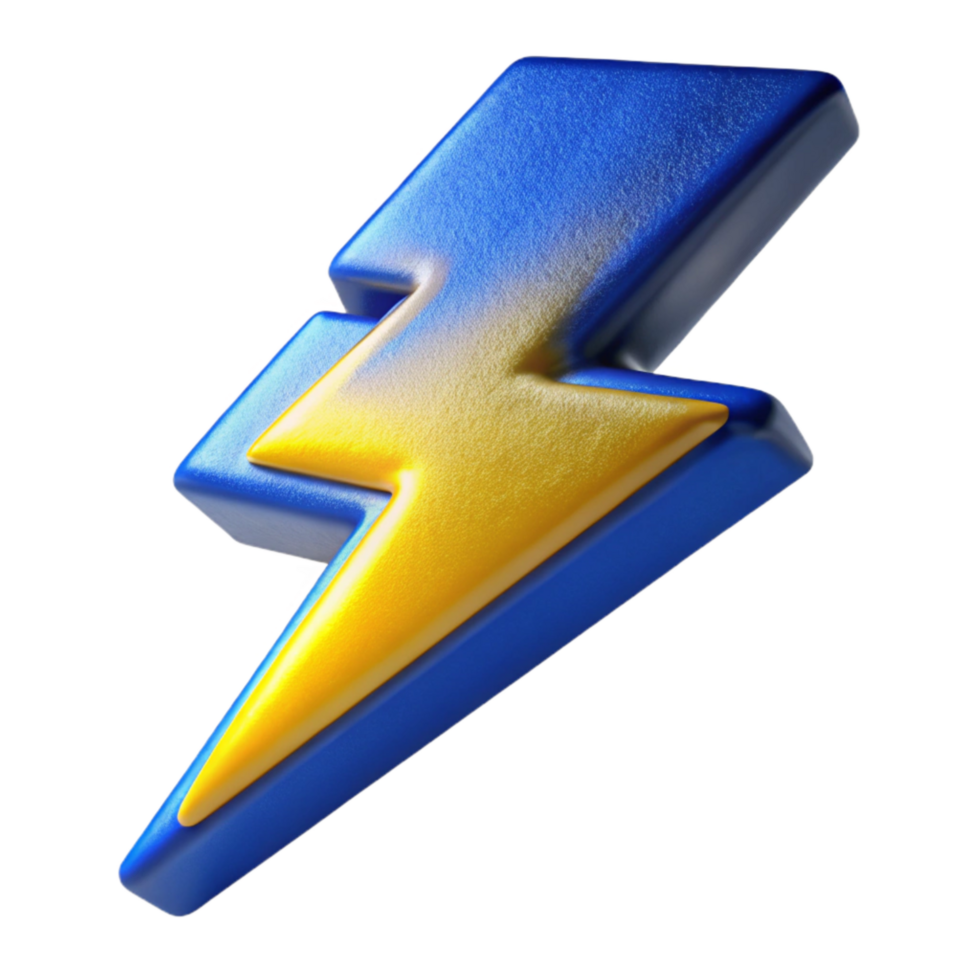 stunning traditional Blue and Yellow Lightning Bolt Cutout Transparent Background detailed png