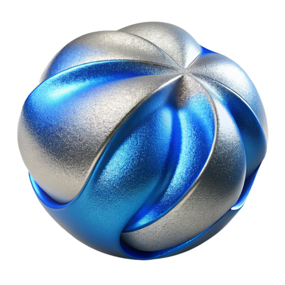 elegant abstract Blue and Silver Metallic Texture Cutout Transparent Background high quality png