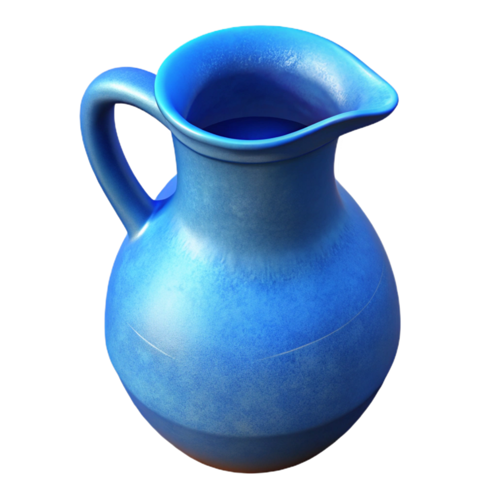 extraordinary contemporary Blue Ceramic Water Pitcher Cutout Isolated detailed png