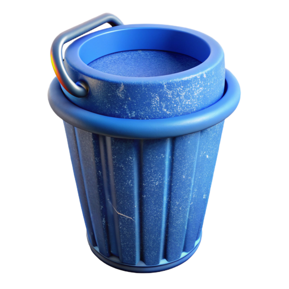 vibrant minimalist Blue Compost Bucket Isolated on White authentic png