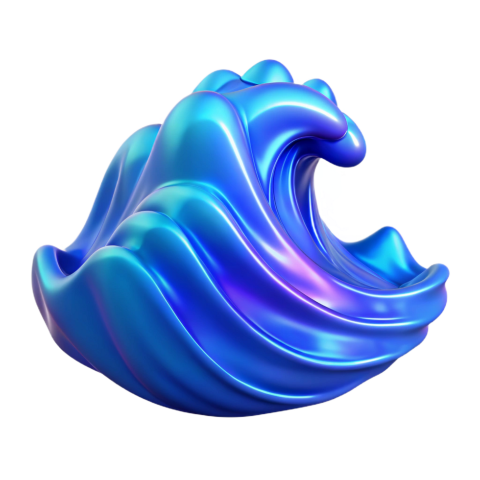 impressive abstract Blue Holographic Ocean Isolated with Realistic Wave Motion premium png