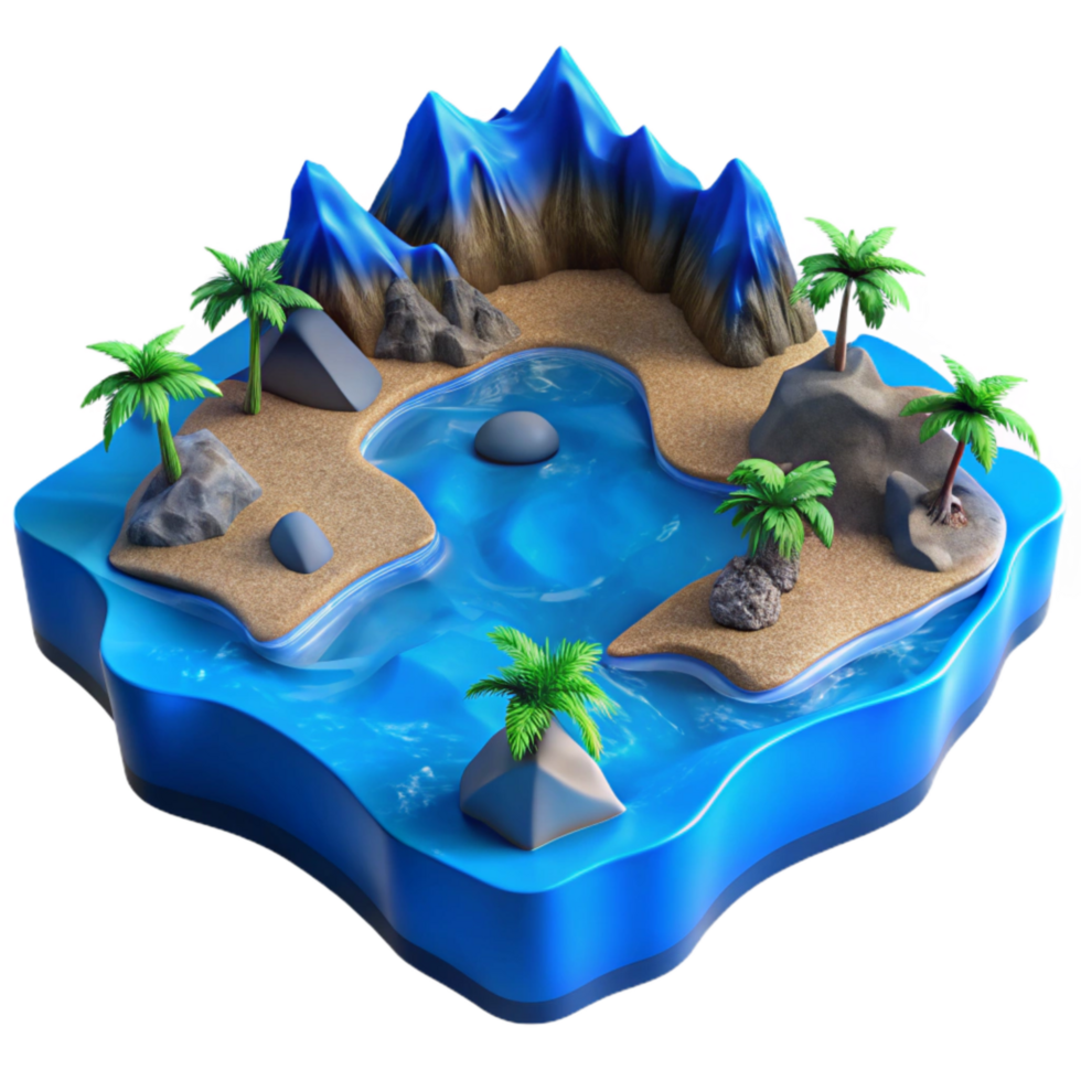 beautiful modern Blue Ocean Meets Coastline Cutout Abstract Terrain high resolution png