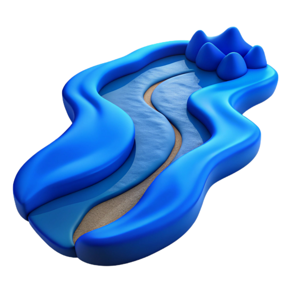 dramatic contemporary Blue River Flowing Downstream Isolated detailed png