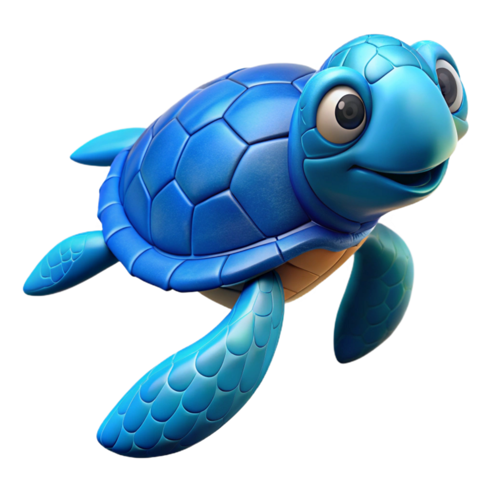 beautiful artistic Blue Sea Turtle Cutout with Flippers detailed png