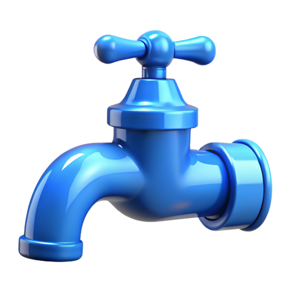 dramatic contemporary Blue Water Tap Front View Cutout Transparent Background high quality png