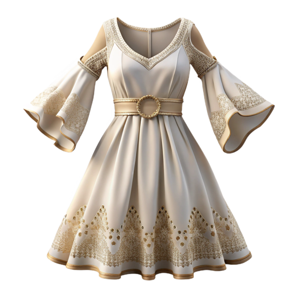 magnificent abstract Bohemian Dress Flowy White Cutout authentic png