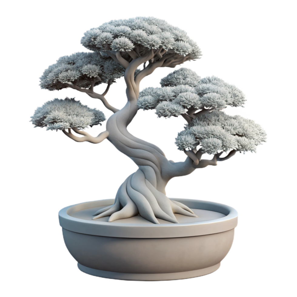 dramatic traditional Bonsai Tree Silhouette Isolated exclusive png