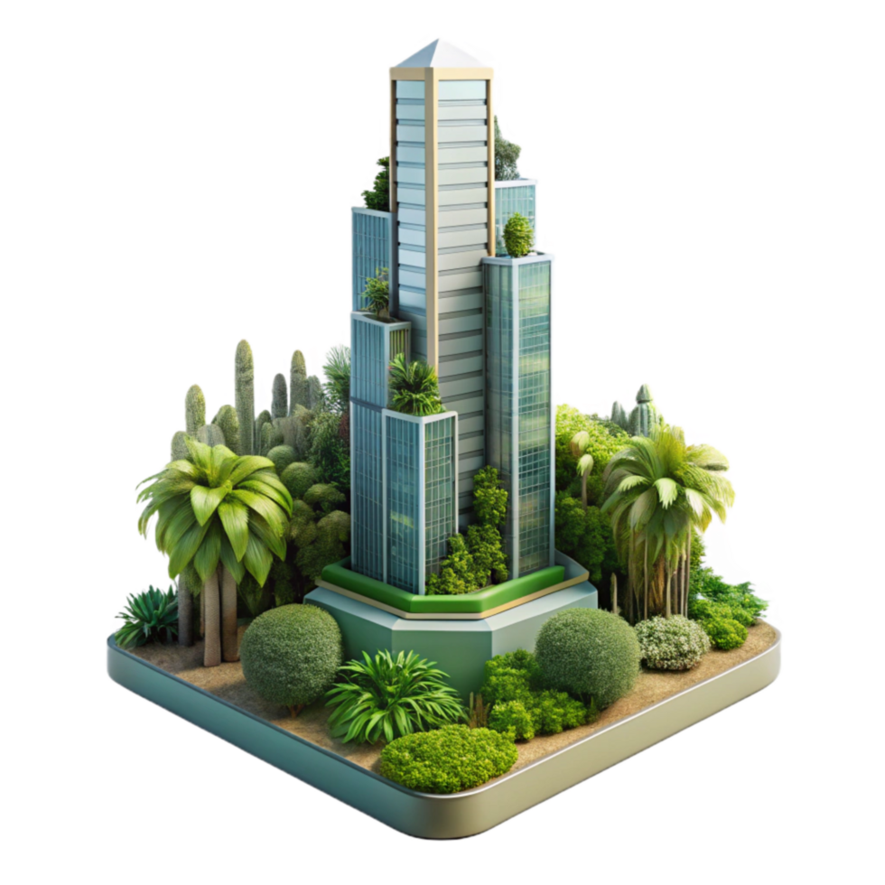 serene creative Botanical Garden Skyscraper Cutout with Lush Vertical Landscape professional png