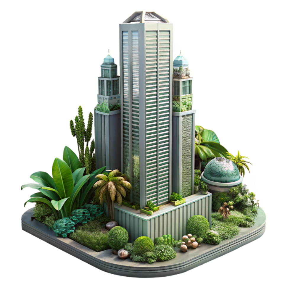 wonderful creative Botanical Garden Skyscraper Cutout with Lush Vertical Landscape high resolution png