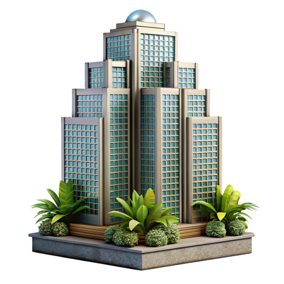 dramatic creative Botanical Skyscraper Front Elevation Cutout Element 4K png