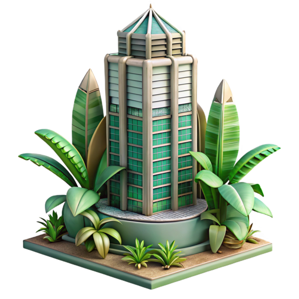stunning traditional Botanical Skyscraper Illustration Isolated with Artistic Style authentic png