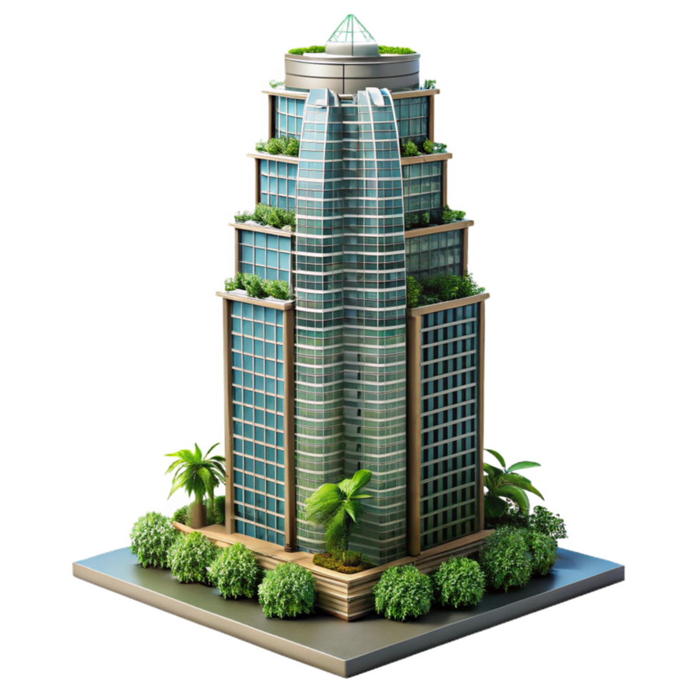 vibrant abstract Botanical Skyscraper Side Angle View Cutout original png