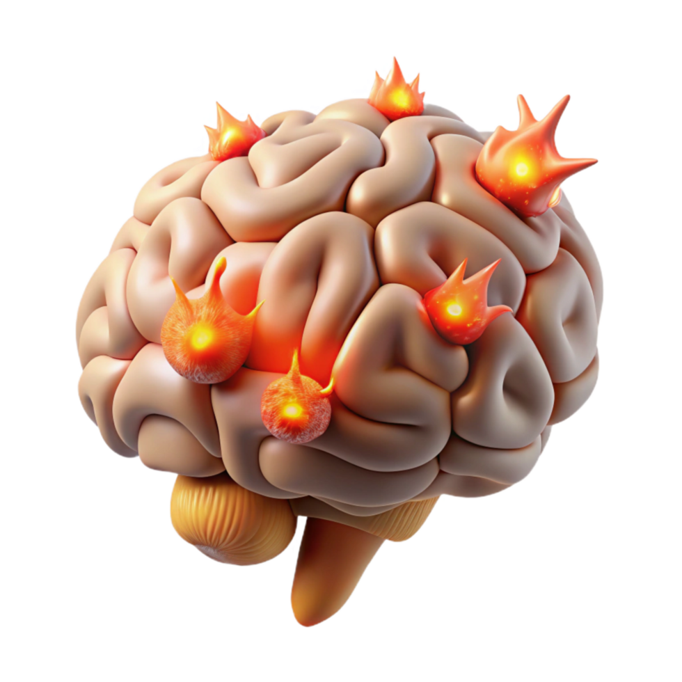 dramatic minimalist Brain Activity Visual Firing Neurons Cutout premium png