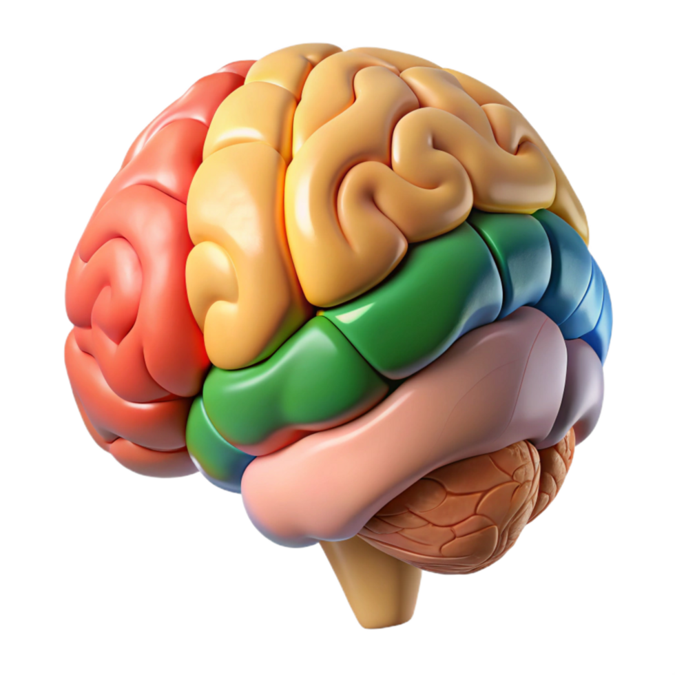 impressive artistic Brain Anatomy Chart Color Coded Sections Isolated 4K png
