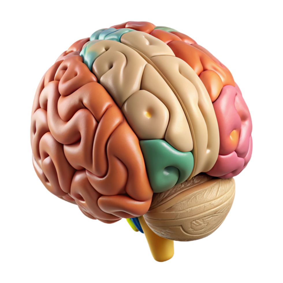 vibrant rustic Brain Anatomy Chart Labeled Sections Isolated detailed png