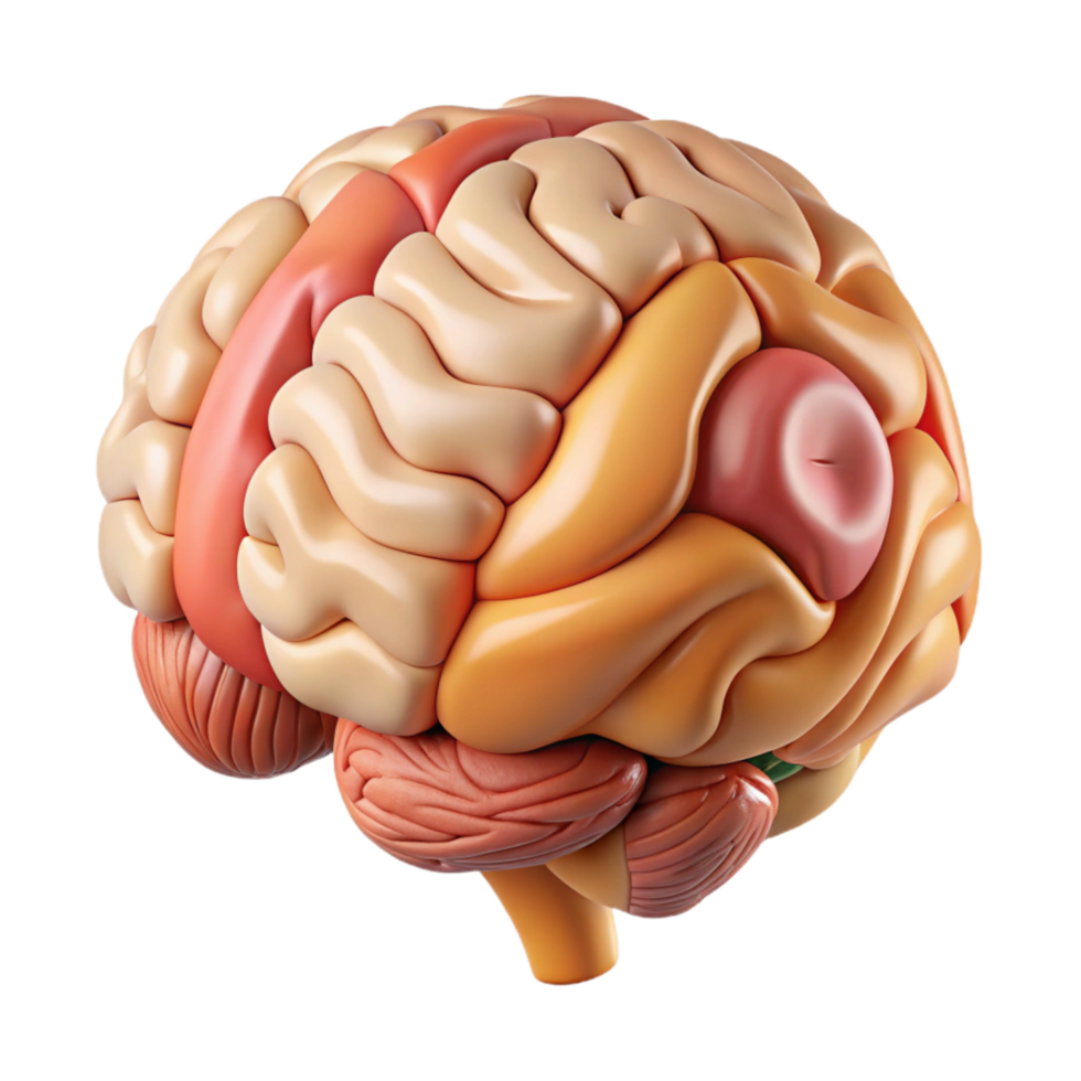 impressive minimalist Brain Anatomy Illustration Cutout with Labeled Parts premium png
