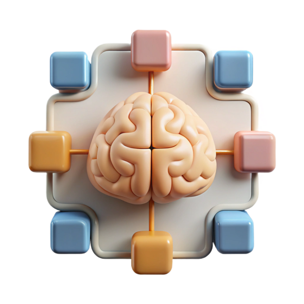 serene minimalist Brain Computer Interface Diagram Simple Design Isolated high resolution png