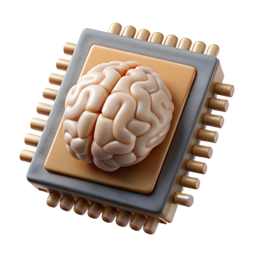 impressive modern Brain Computer Interface Chip Implant Close Up Isolated 4K png