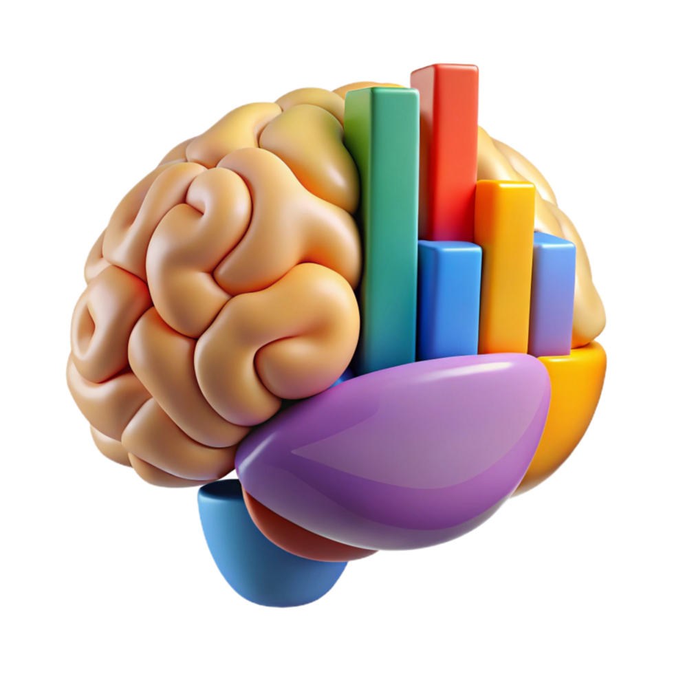 dramatic creative Brain Data Analysis Chart Colorful Graph Isolated high resolution png