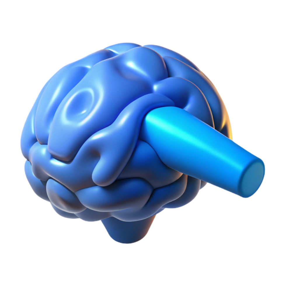 beautiful traditional Brain Data Transfer Blue Beam Isolated detailed png