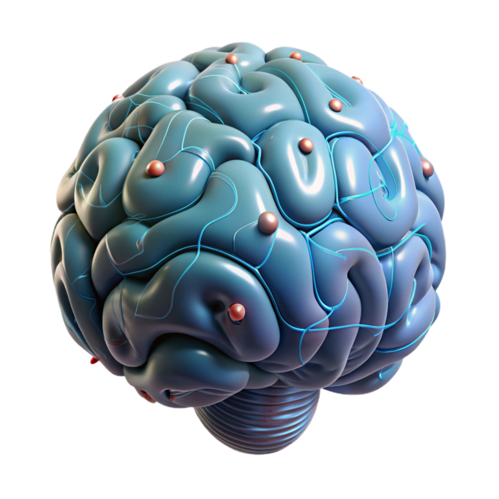 vibrant modern Brain in Cyberspace Environment Isolated detailed png