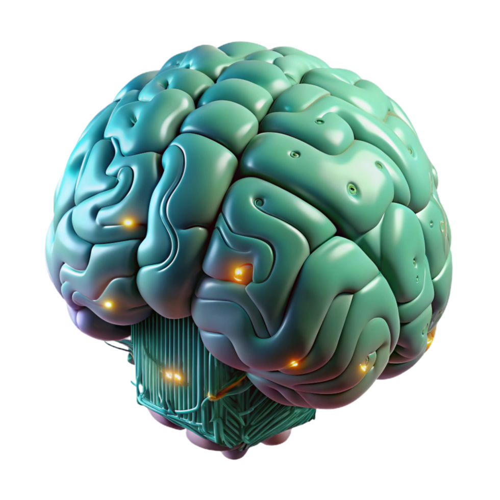 impressive abstract Brain in Digital Matrix Isolated detailed png