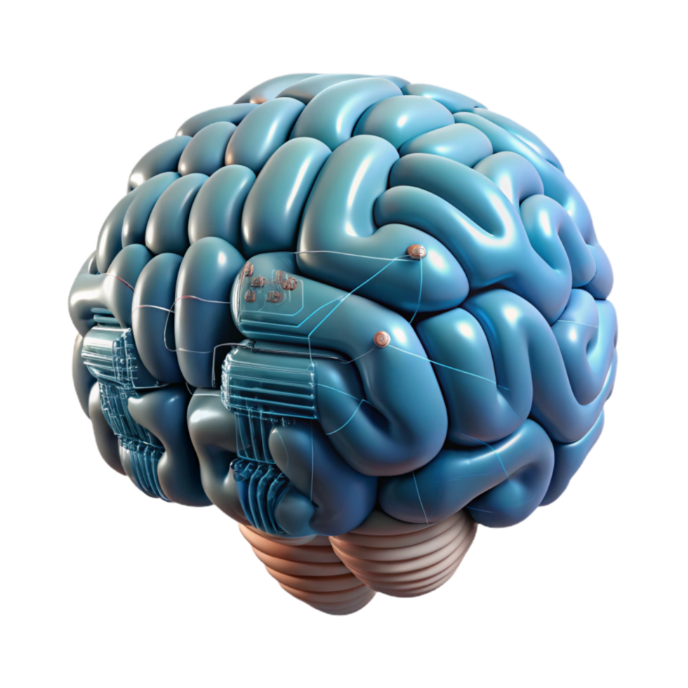 dramatic abstract Brain in Digital Matrix Isolated professional png