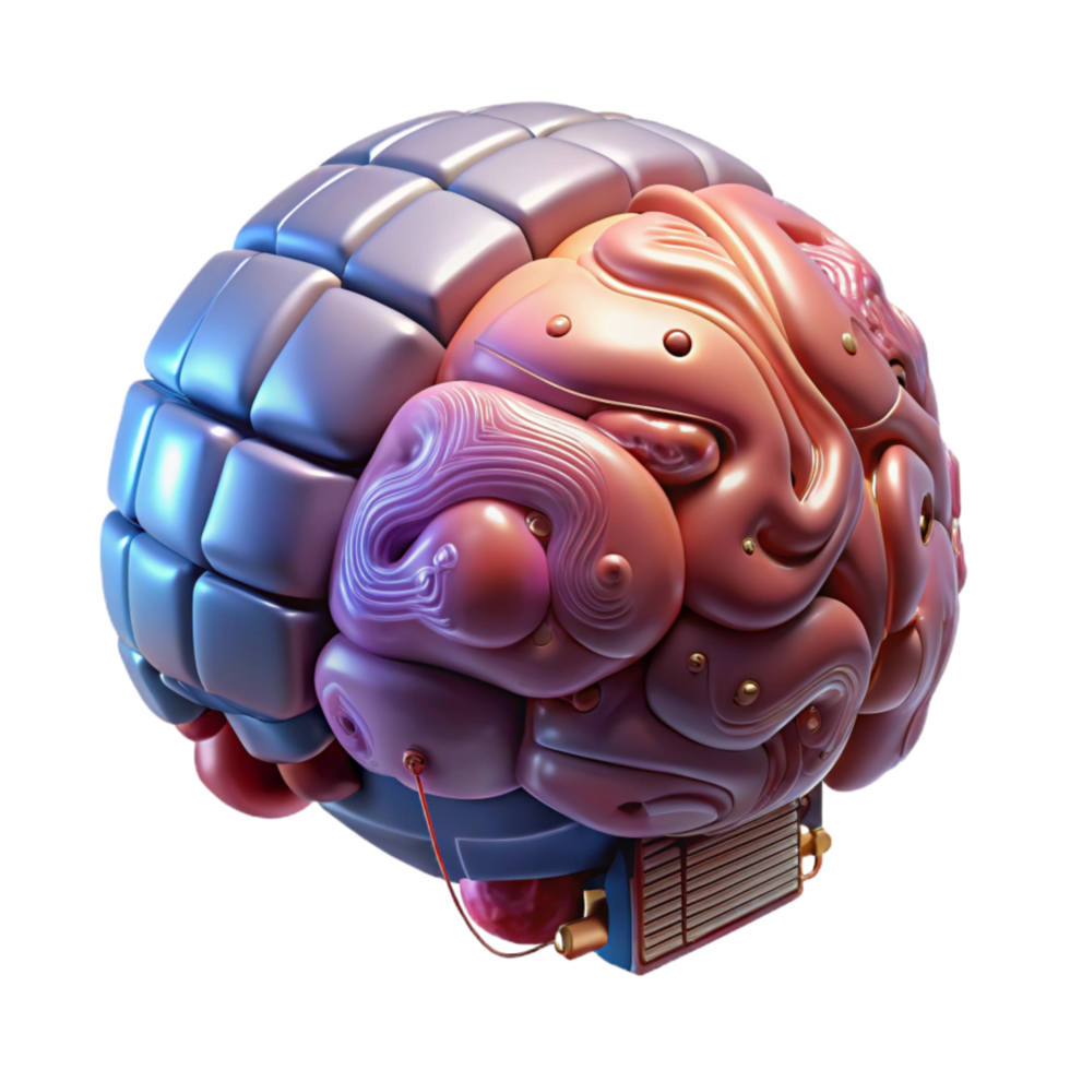 beautiful minimalist Brain in Cyberspace Environment Isolated exclusive png