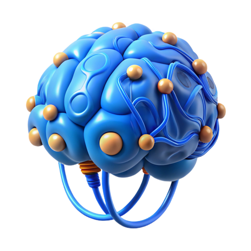 serene contemporary Brain Interface Connection Blue Wires Isolated original png
