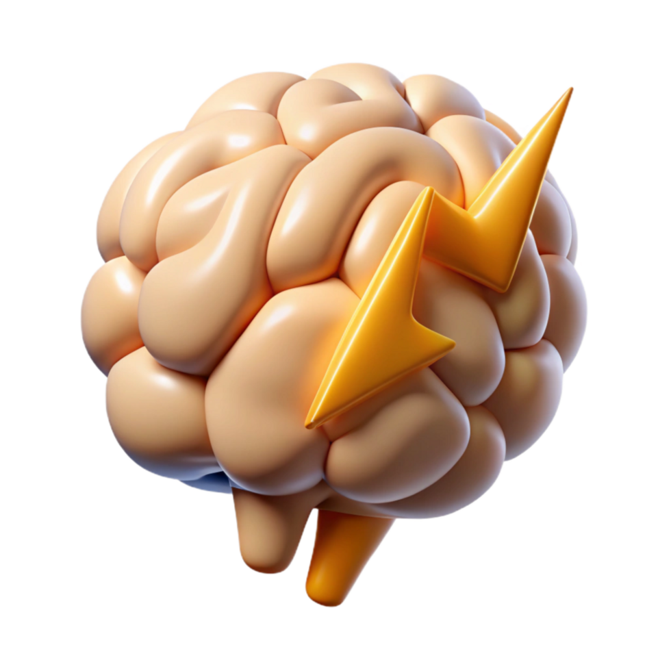 extraordinary creative Brain Power Symbol Cutout with Electric Sparks original png