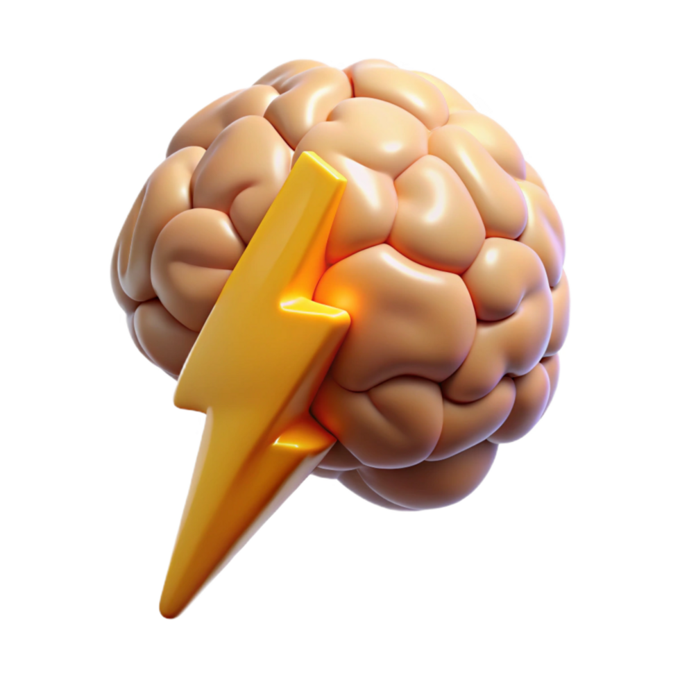 impressive vintage Brain Power Visual Lightning Bolt Isolated detailed png