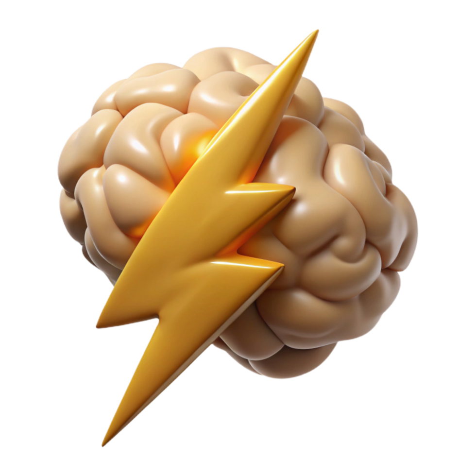 elegant abstract Brain Power Visual Lightning Bolt Isolated authentic png