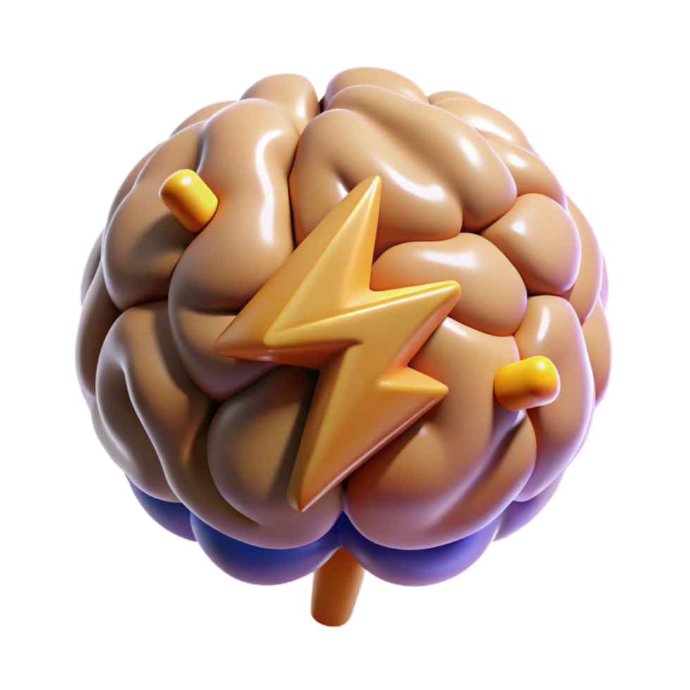 stunning modern Brain Power Symbol Cutout with Electric Sparks original png
