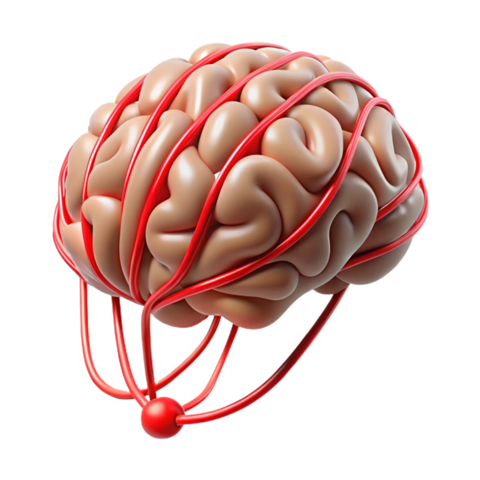 serene rustic Brain Scan Data Flow Red Lines Isolated genuine png