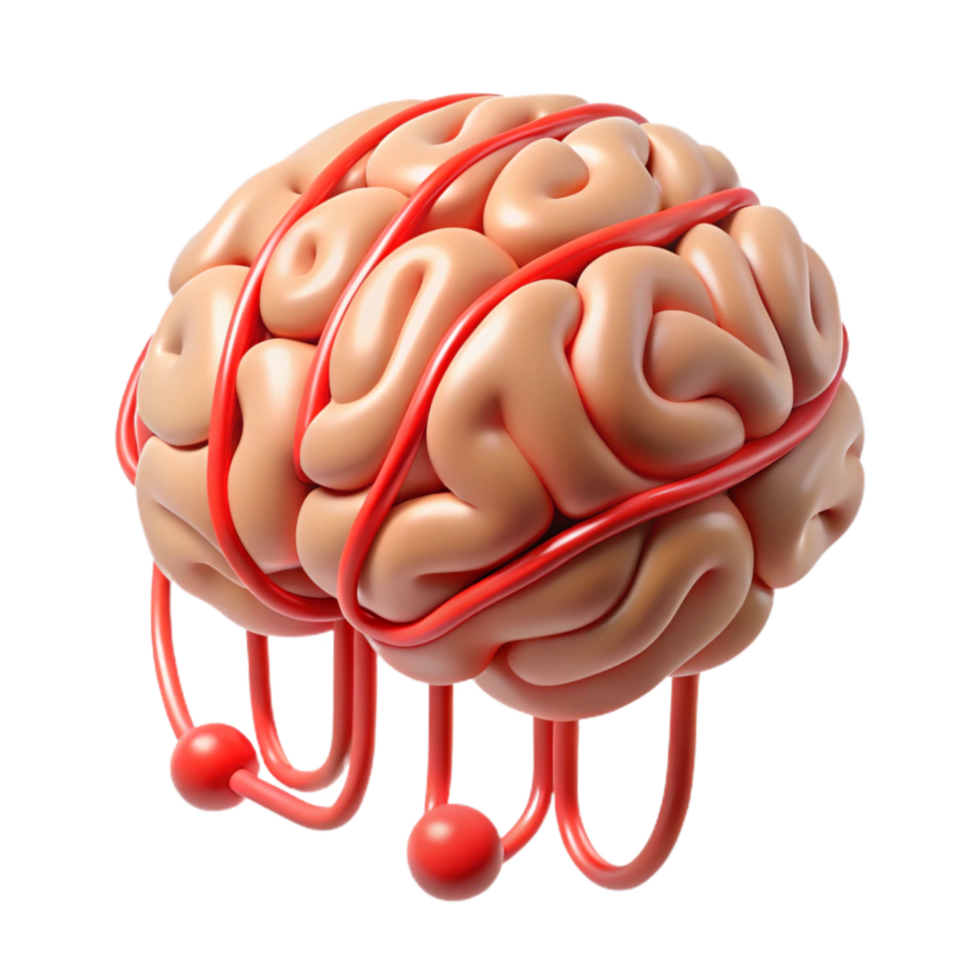 beautiful vintage Brain Scan Data Flow Red Lines Isolated exclusive png