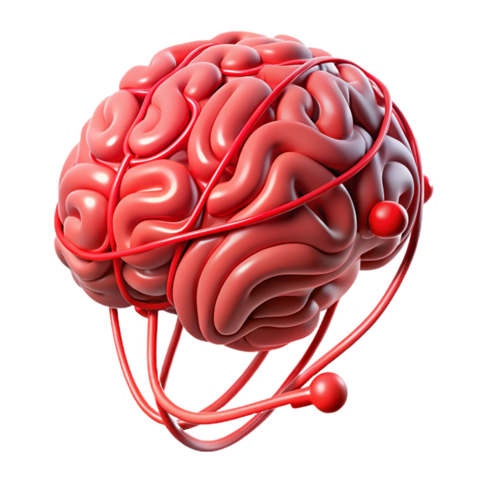 vibrant abstract Brain Scan Data Flow Red Lines Isolated 4K png