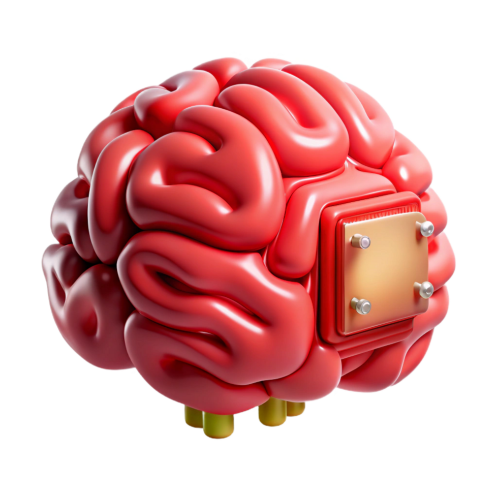vibrant modern Brain Scan Data Transfer Red Interface Transparent Background original png
