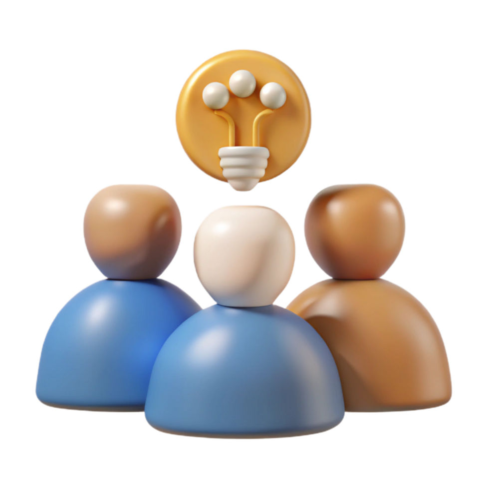 serene minimalist Brainstorming Session Icon Isolated with Group of People Silhouette high resolution png