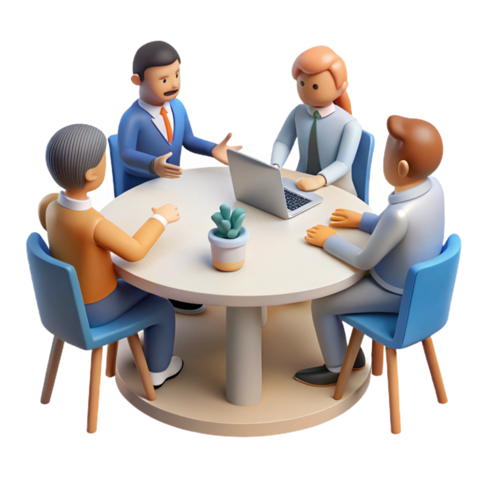 magnificent traditional Brainstorming Meeting Isolated with People at a Table exclusive png