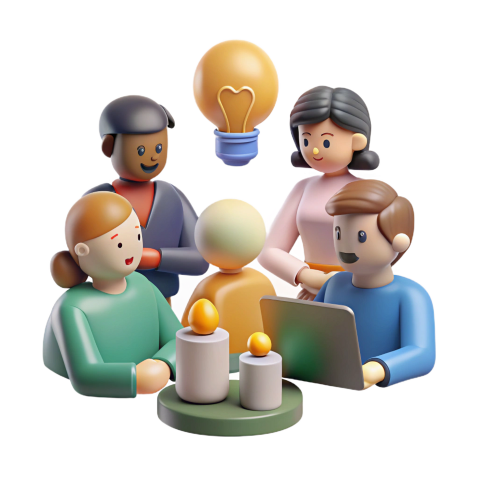 elegant creative Brainstorming Session Illustration Isolated with Diverse Group of People exclusive png