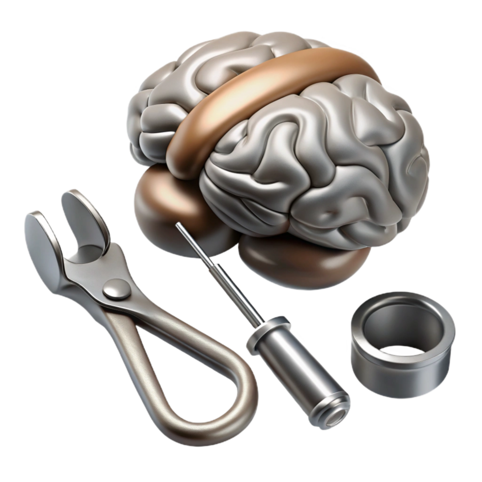dramatic classic Brain Surgery Tools Set Silver Color Cutout authentic png