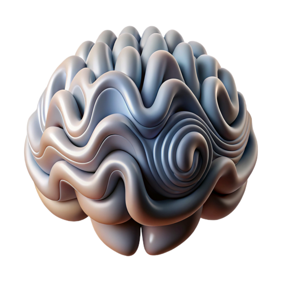 serene minimalist Brain Wave Pattern Abstract Design Blue Hues Isolated authentic png