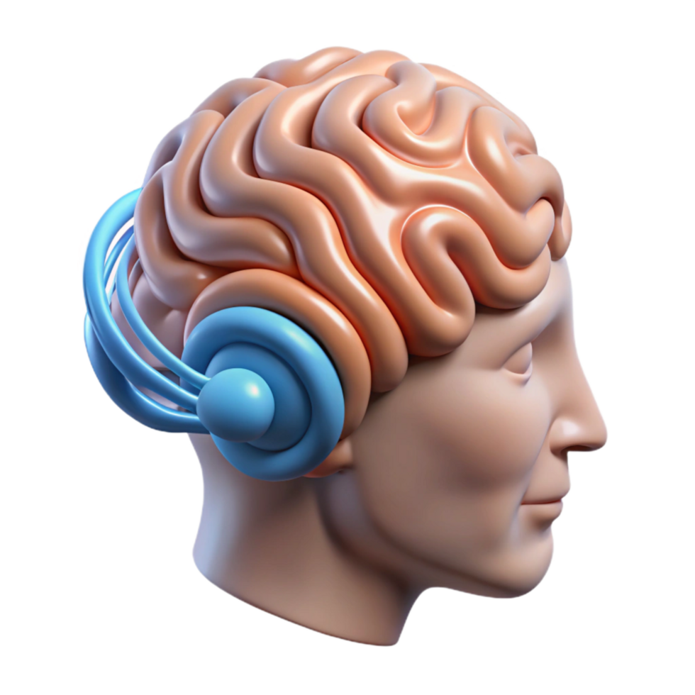dramatic abstract Brain Waves Emanating From Head Isolated authentic png