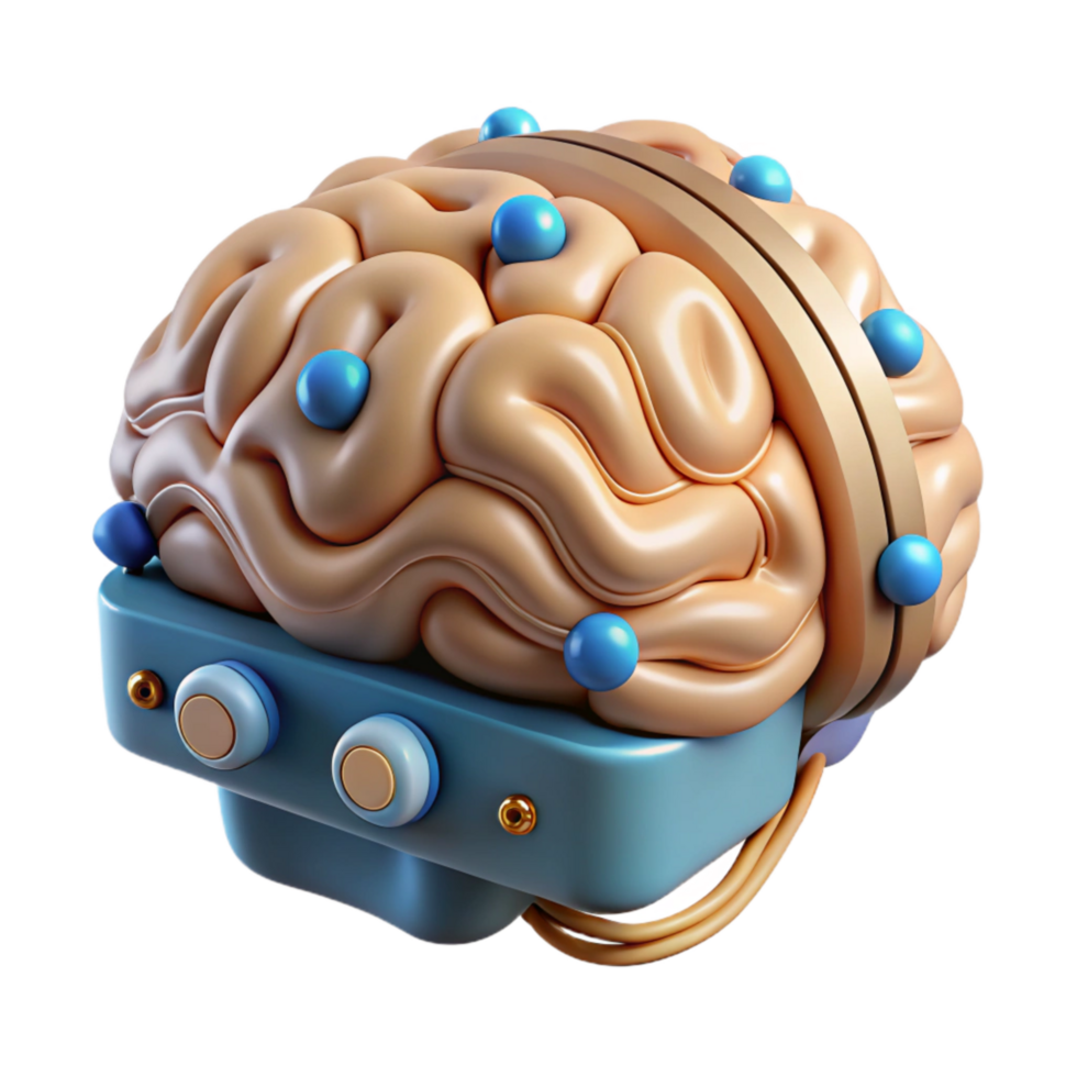 serene artistic Brain Waves Interacting with Digital Interface Isolated exclusive png