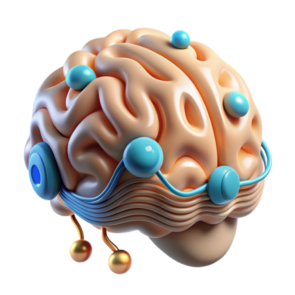 stunning modern Brain Waves Interacting with Digital Interface Isolated high quality png