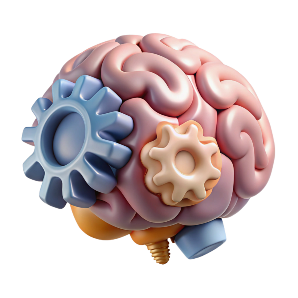 vibrant modern Brain with Gears Isolated Thinking Process exclusive png