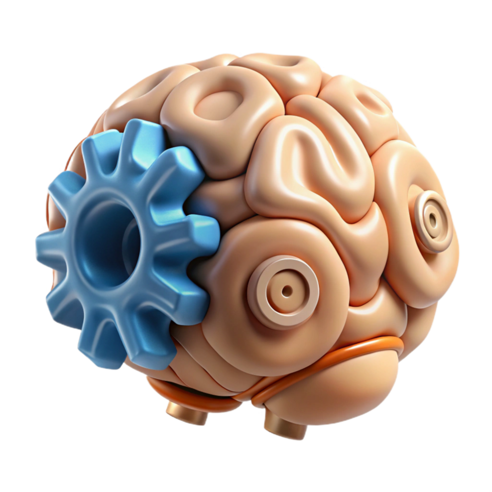 beautiful artistic Brain with Gears Isolated Thinking Process professional png