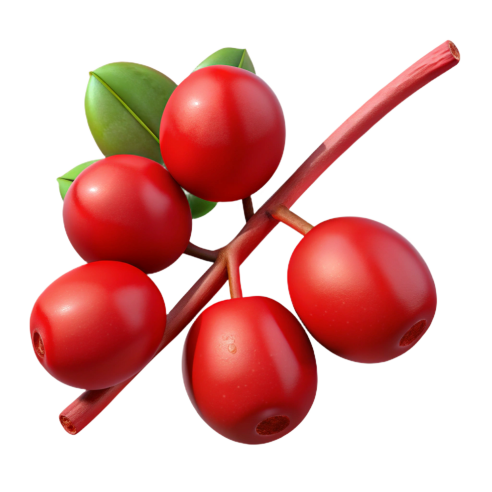 dramatic modern Branch with Berries Red Ripe Isolated Cutout genuine png