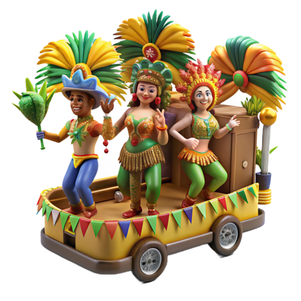 stunning creative Brazilian Carnival Parade Float with Dancers Isolated detailed png